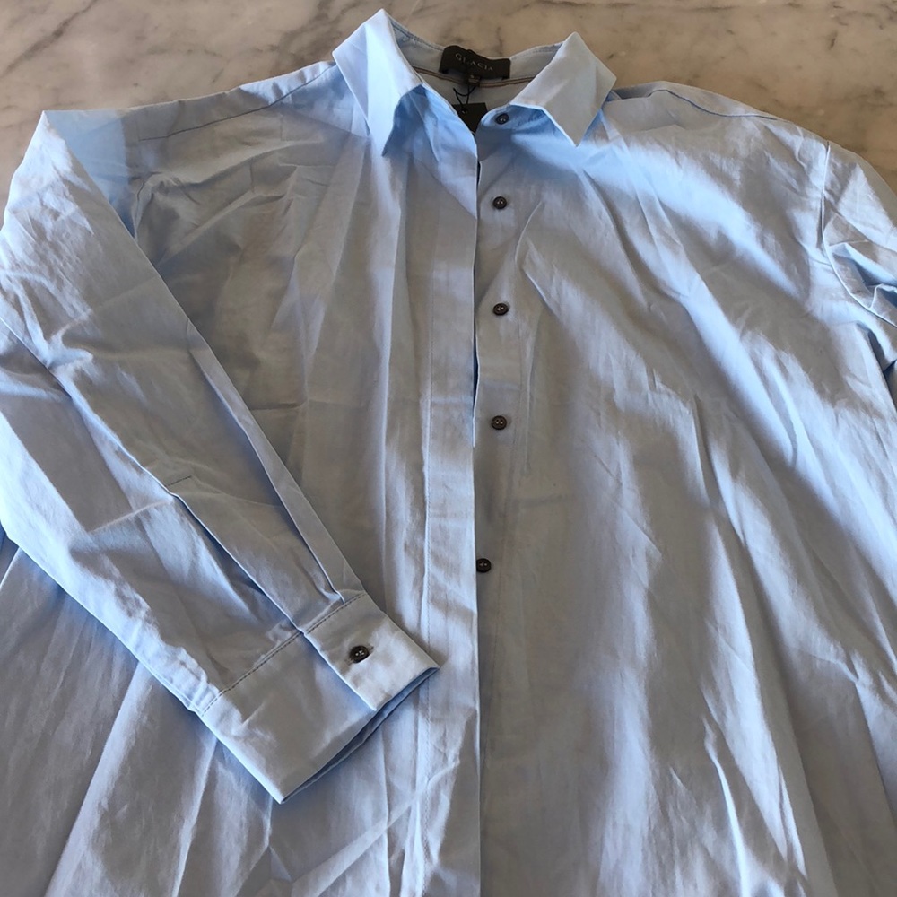 Gracia brand new Asymmetrical blue dress shirt